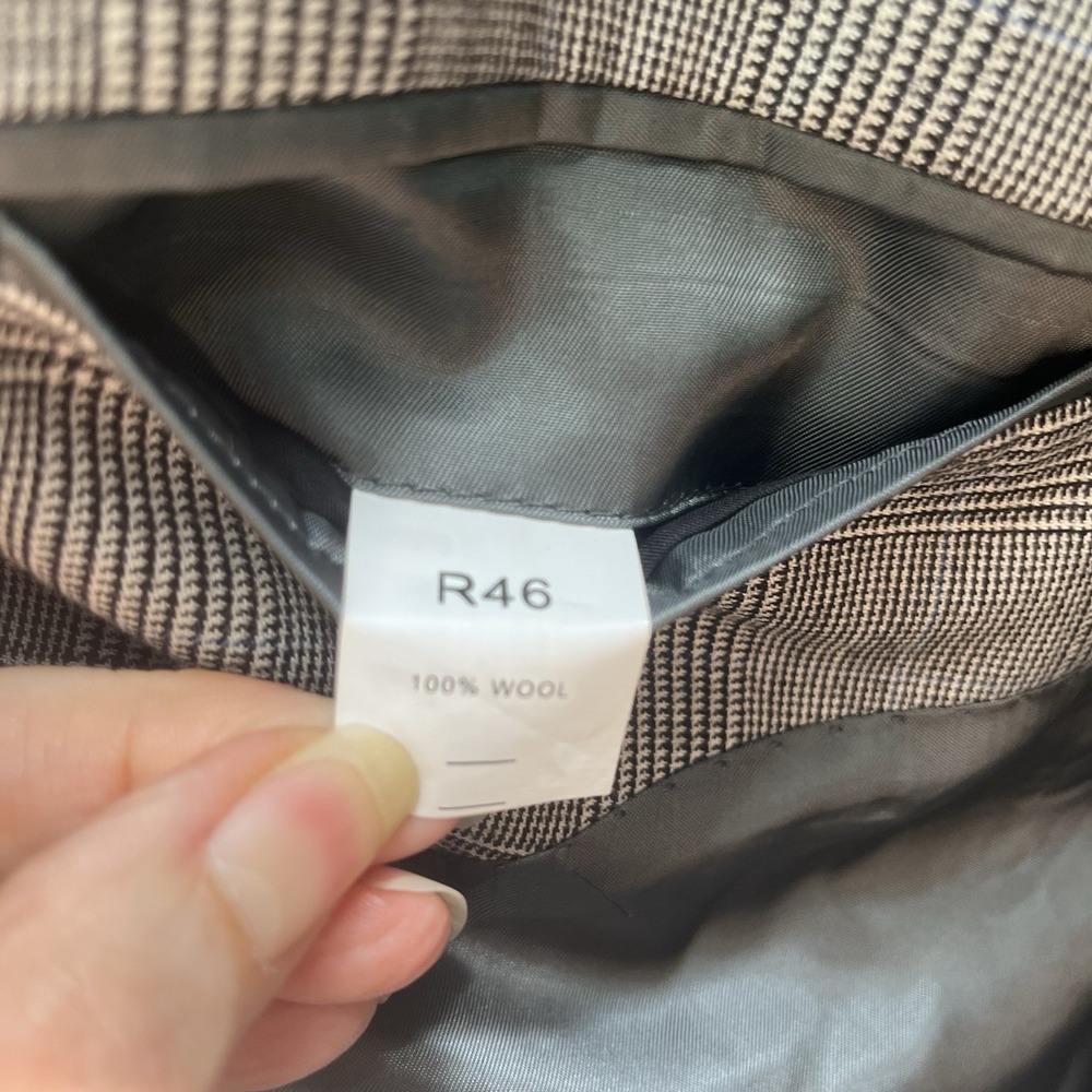 Jos. A. Bank Signature Collection 100% Wool Black Gray Glen Plaid Suit 46R 41x29 - Picture 4 of 11